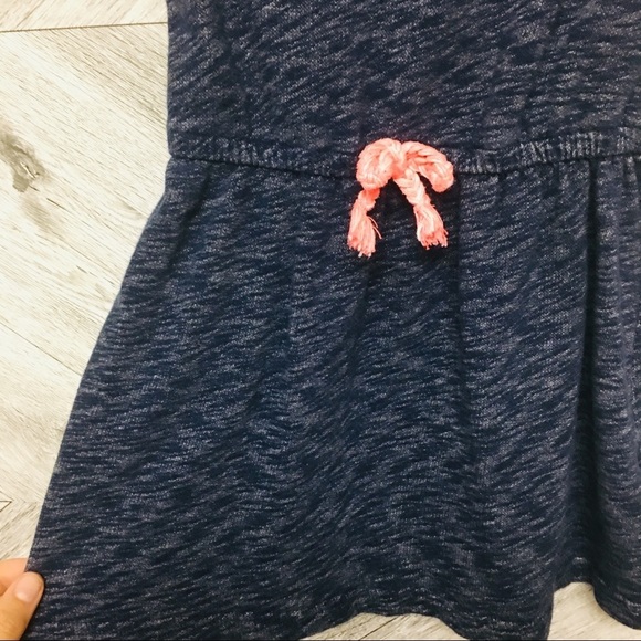 Cat & Jack | Navy Marled Cap Sleeve Dress Pink Bow - Picture 2 of 5